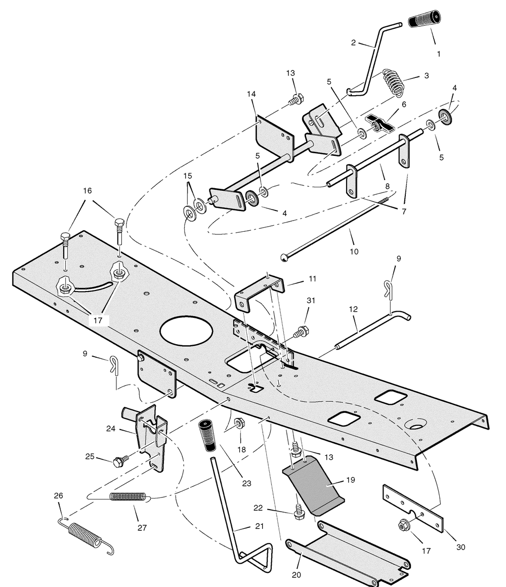 Mower Housing Suspension Diagram and Parts List for 309006X78A-SW 2007 Briggs and Stratton Lawn Tractor